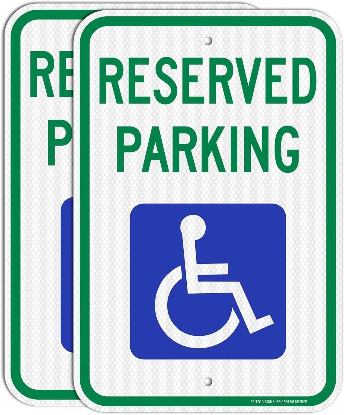 High Visibility 2 Pack Reserved Handicap Parking Signs – 18×12 for Easy Mounting