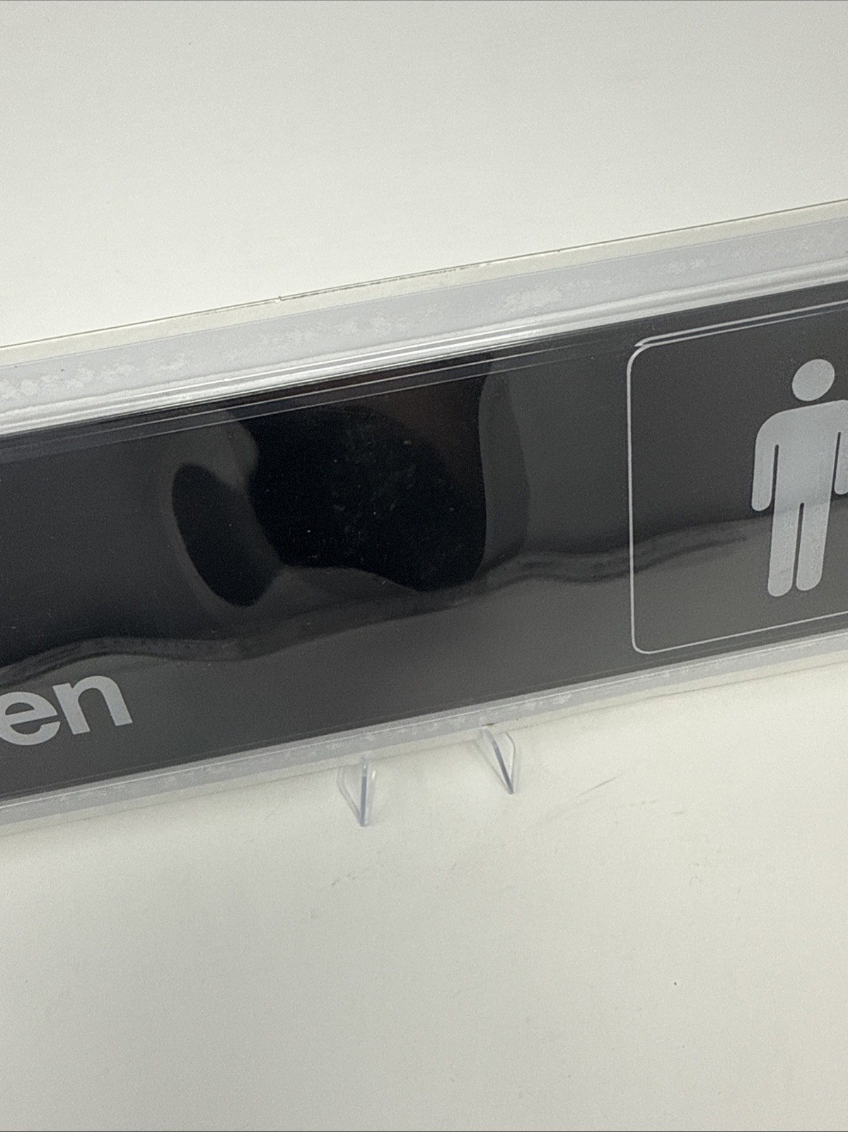 Hillman 841750 Men’s Restroom Sign 3″x9″ Plastic Men Symbol Bathroom Black/White