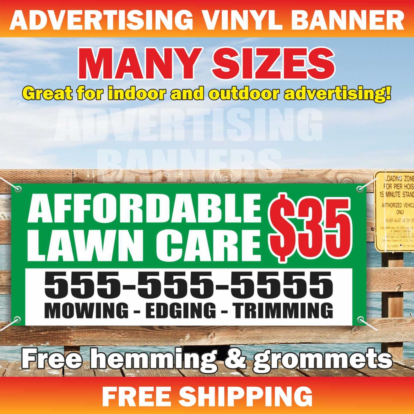 AFFORDABLE LAWN CARE Advertising Banner Vinyl Sign Landscape Edging Trimming