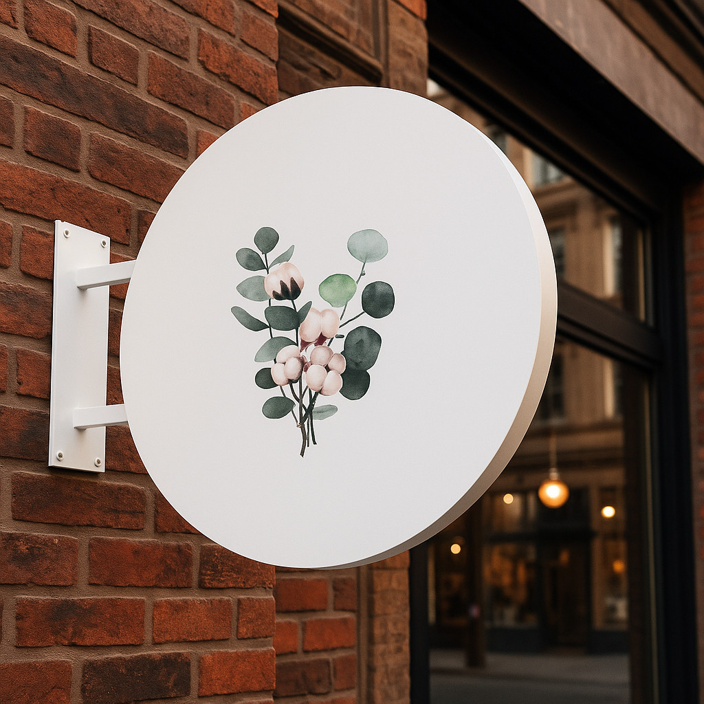 Custom Salon Blade Sign – Double Sided Outdoor Business Logo, Hanging Wall Sign
