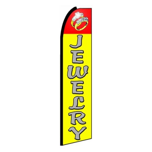 JEWELRY Red 3′ Wide Advertising Sign Swooper Feather Flutter Banner Flag Only