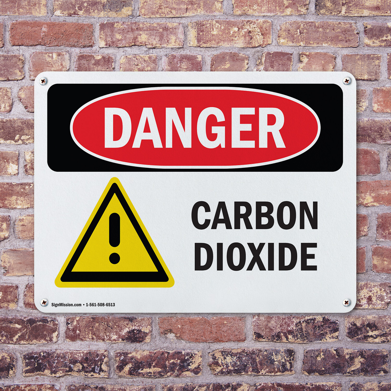 (2 Pack) Carbon Dioxide OSHA Danger Sign Decal Metal Plastic