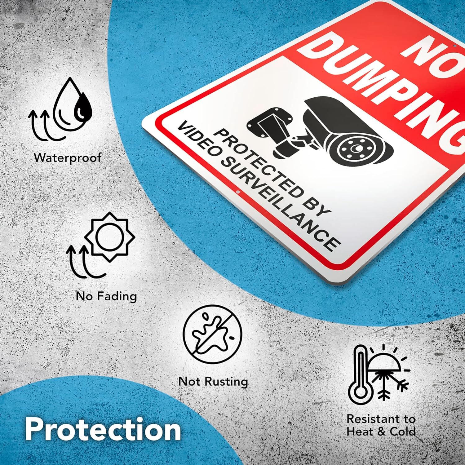 2 PC No Dumping Signs – 10 x 7 Aluminum No Garbage Sign – Video Surveillance …