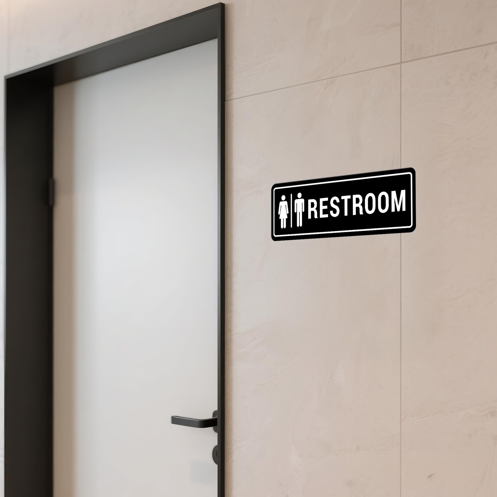 Restroom Sign – (2 Pack) Restroom Signs for Business with Strong -Adhesive, B