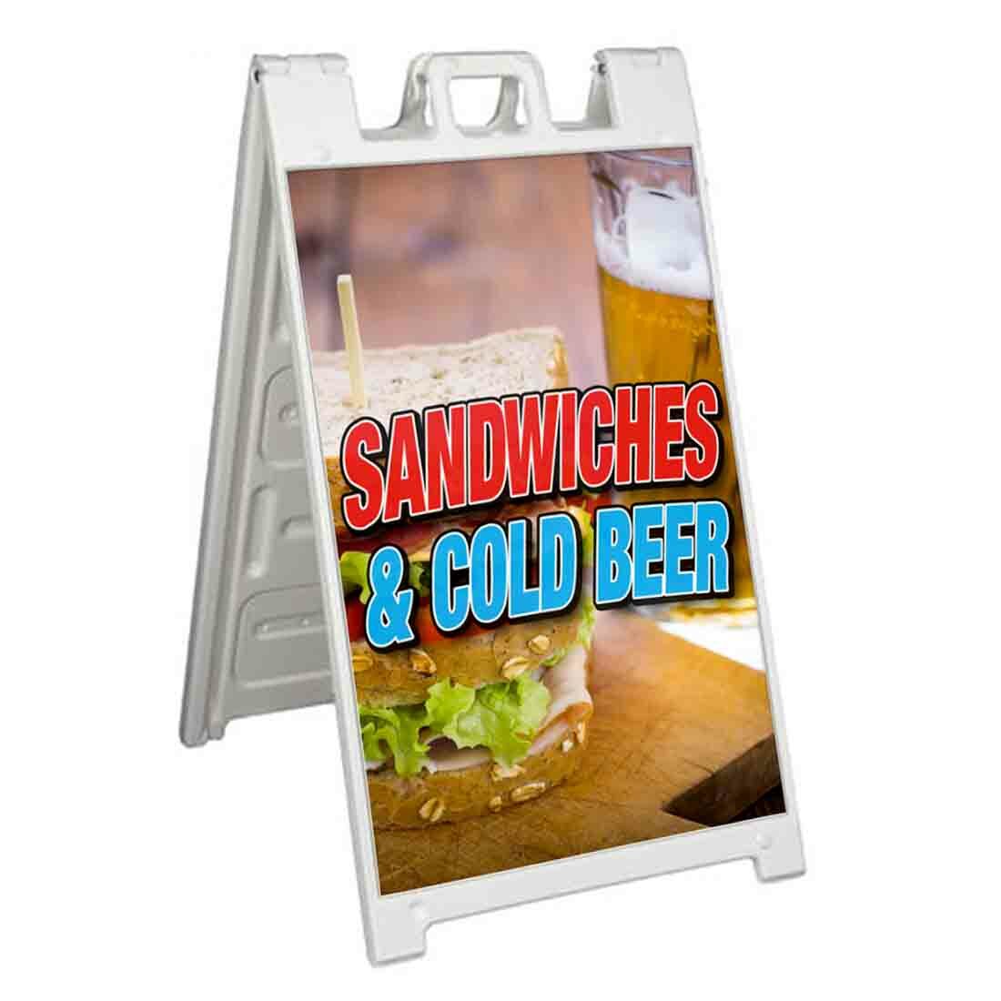 SANDWICHES COLD BEER Signicade 24×36 Aframe Sidewalk Sign Banner Decal FOOD