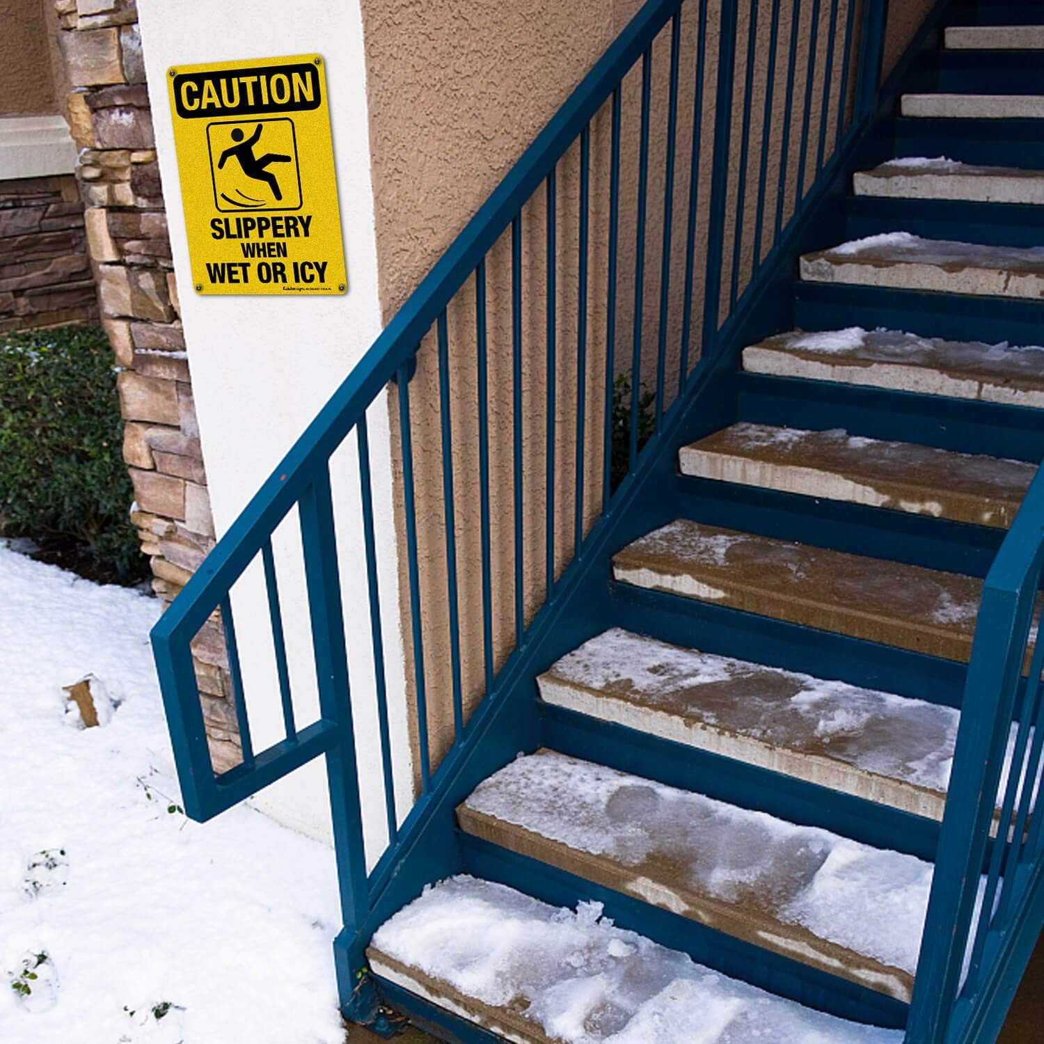 Caution Slippery When Wet Icy Sign 10×7 Inches Reflective Aluminum 4 PCS