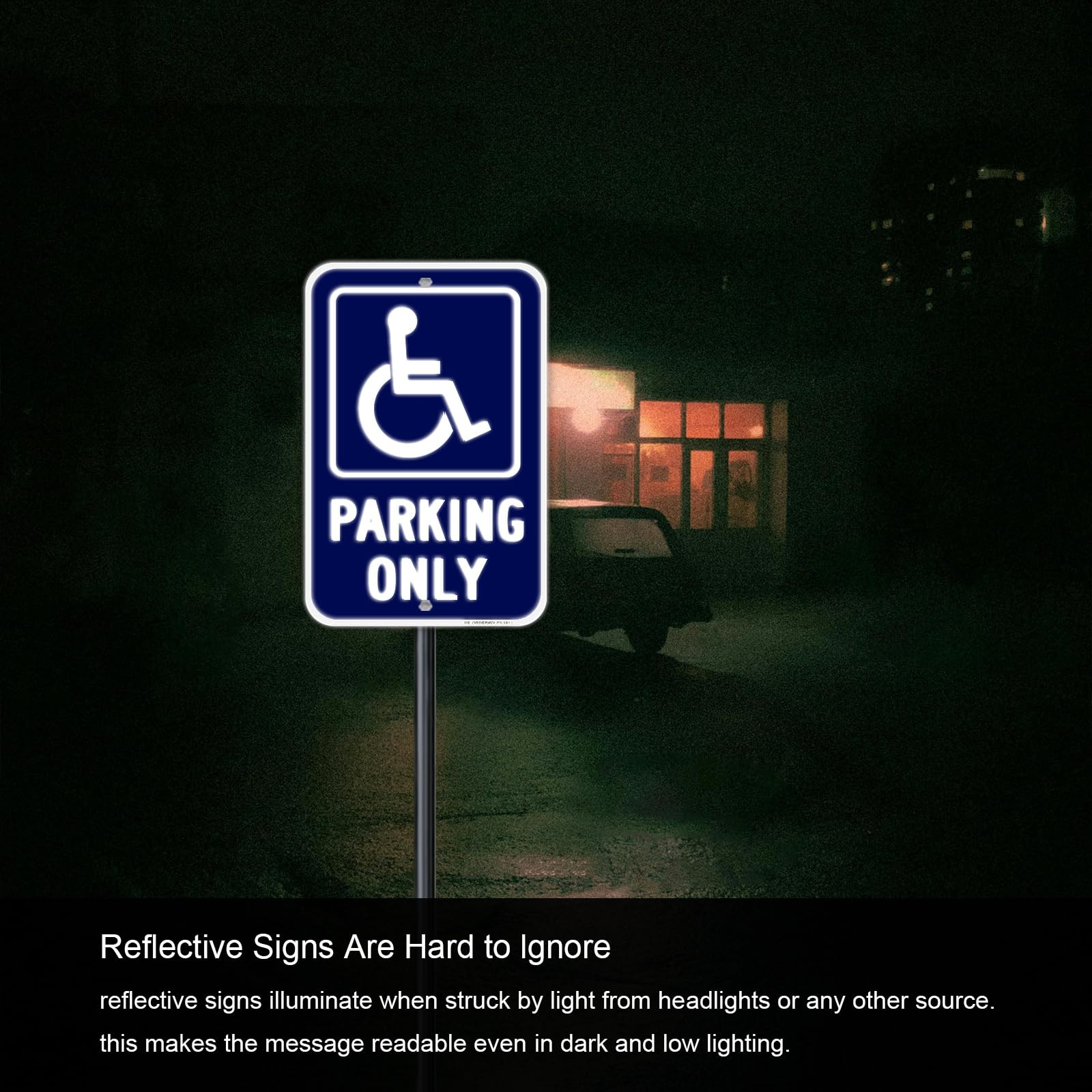 4 PCS 12×18 Inch Handicap Parking Only Signs Heavy Duty Aluminum Handicapped