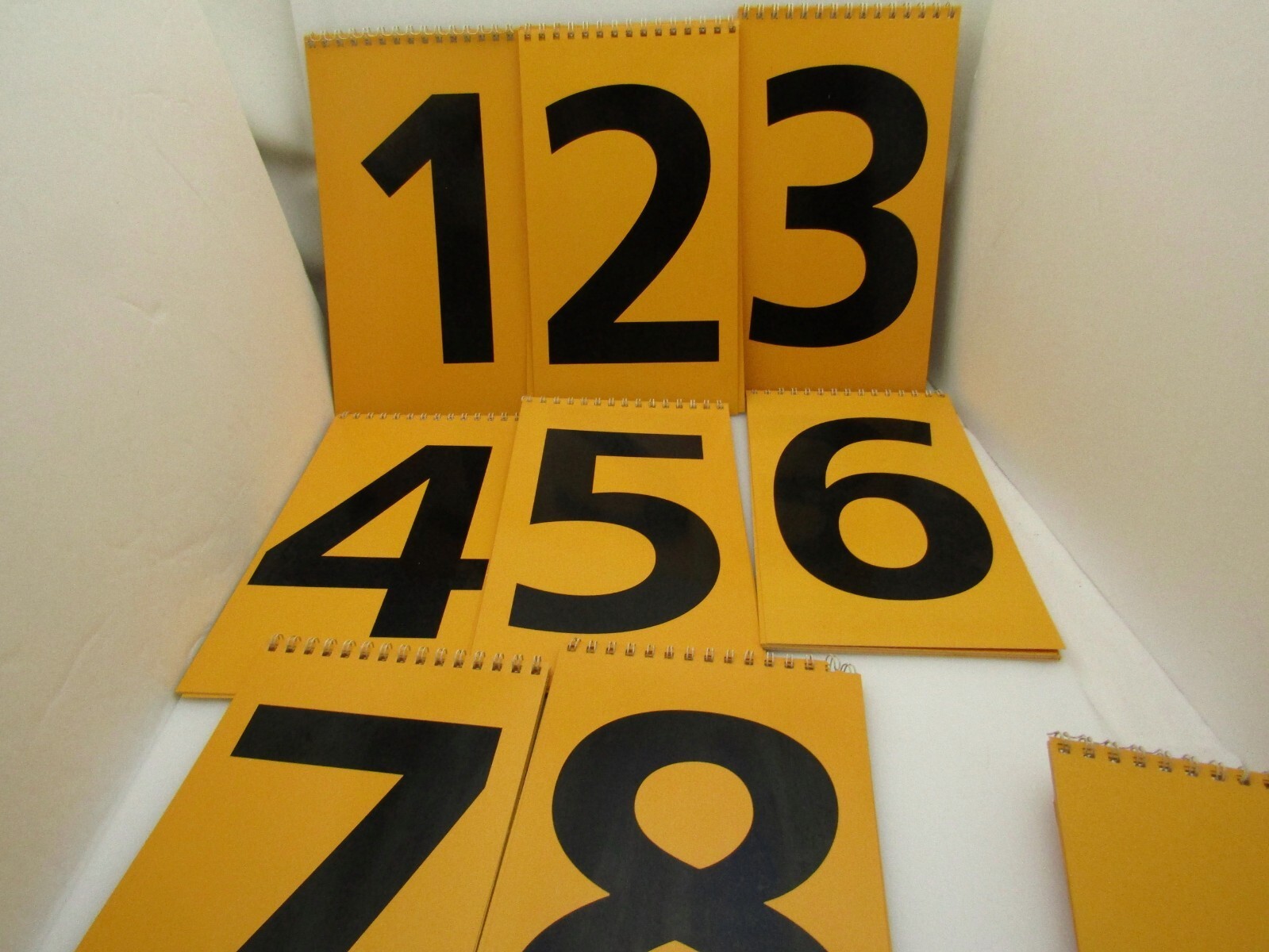 12 Yellow Retail Signage Spiral Black Number Pads Pricing Display + Bonus