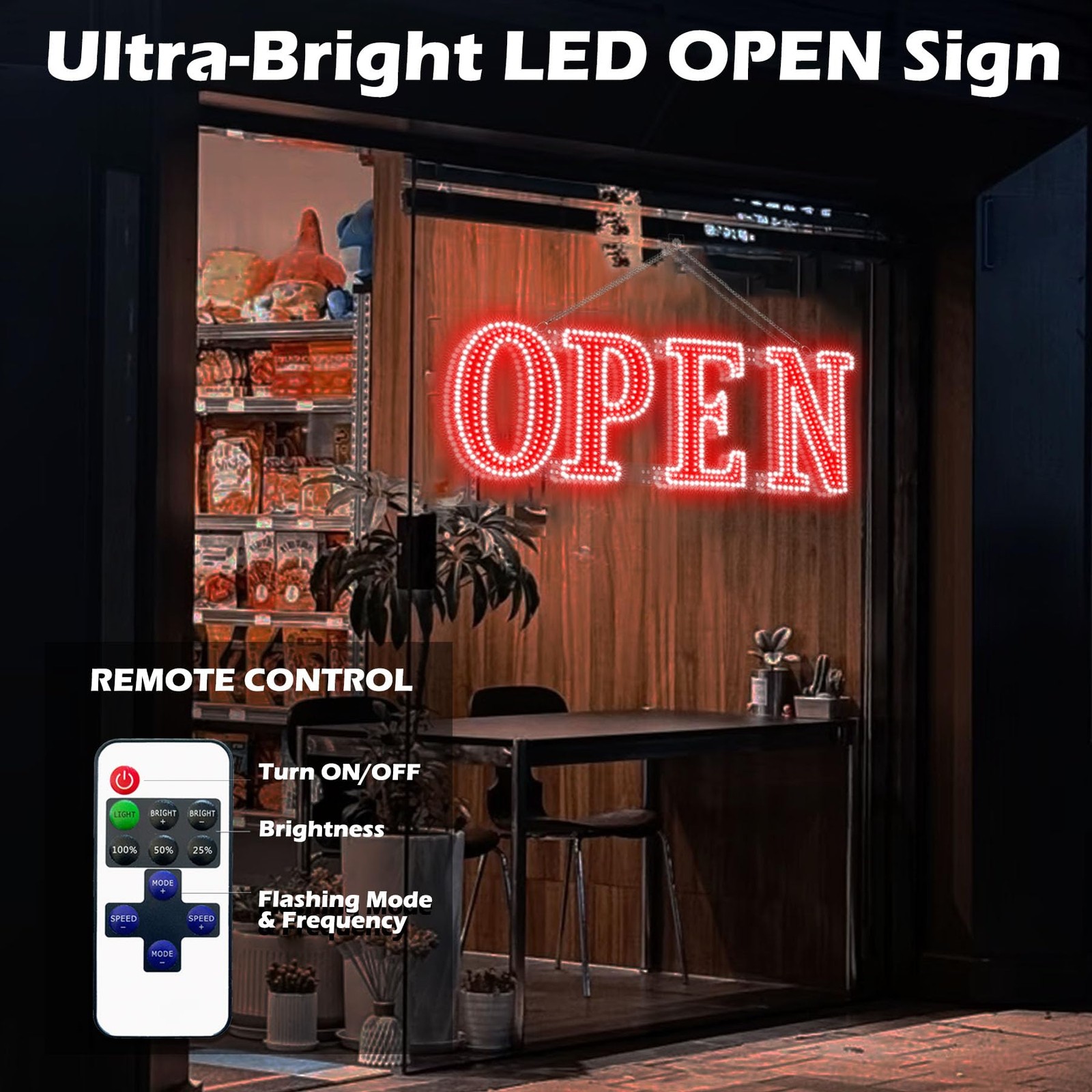 Led Open Signs for Business 30x10in Big Open Sign Led w/Remote Control Window…