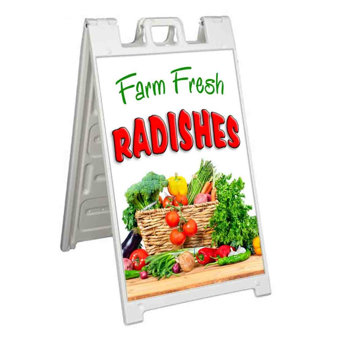 FARM FRESH RADISHES Signicade 24×36 Aframe Sidewalk Sign Banner Decal PRODUCE
