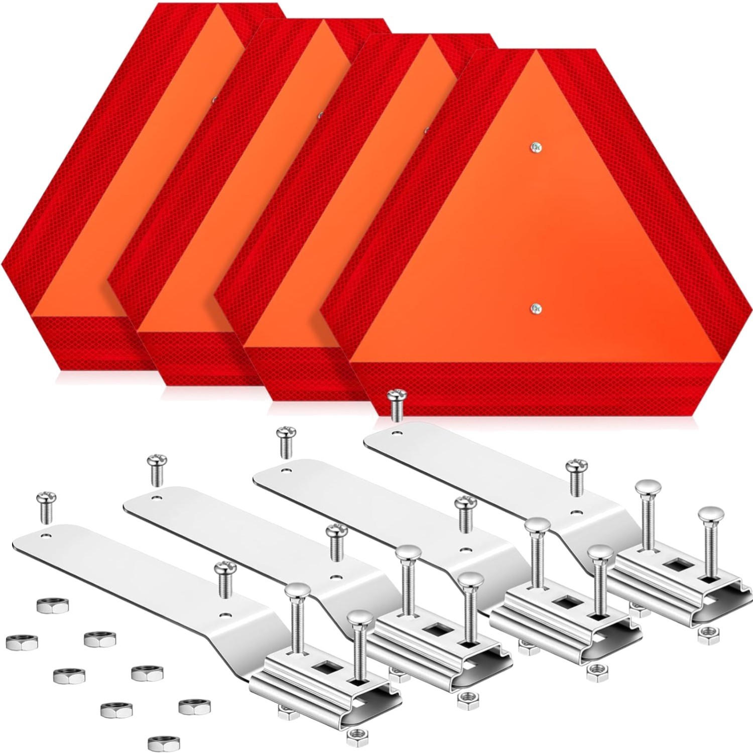 4 Sets Slow Moving with Mounting Bracket, 14 x 16 Inch Aluminum Triangle SMV …