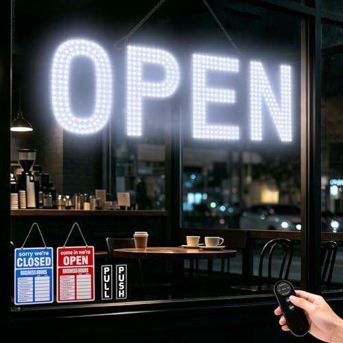 Open Signs for Business, exTopGoal 30″x10″ Ultra Bright LED Open Sign, Remote
