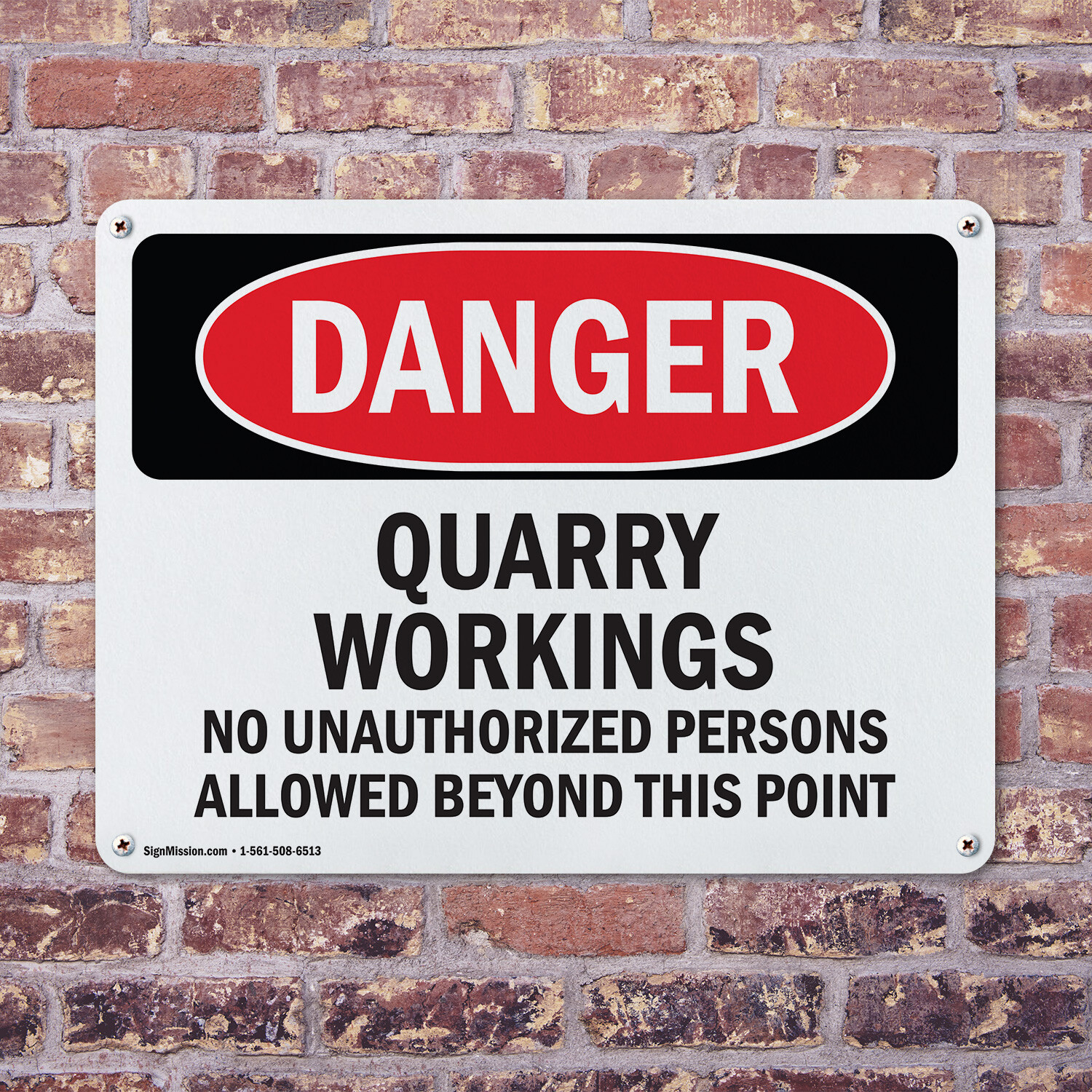 (2 Pack) Quarry Workings No Unauthorized Persons OSHA Danger Sign Decal Metal