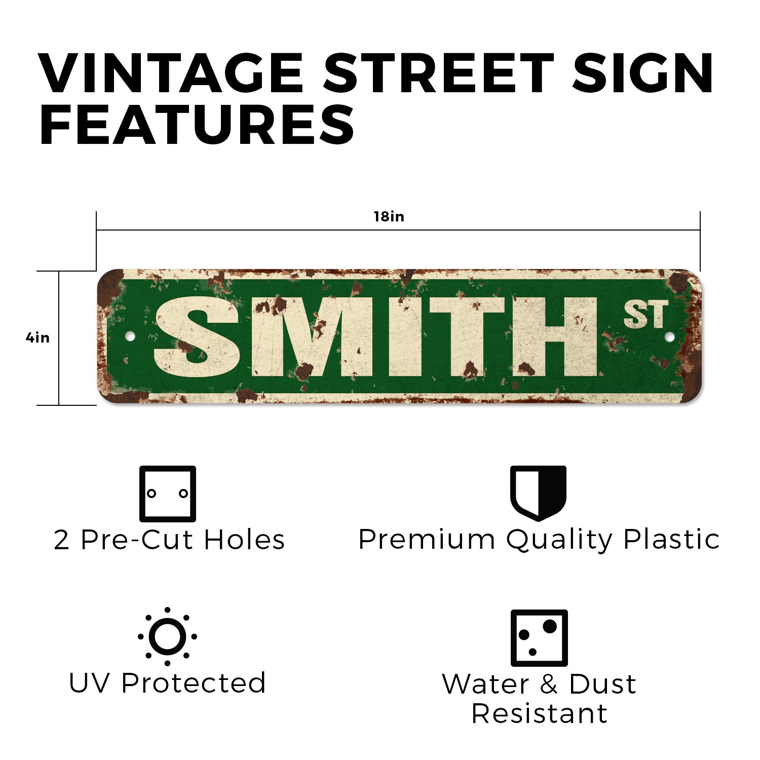 SMITH Vintage Style Rustic Street Sign Childrens Name Room Metal Road Sign
