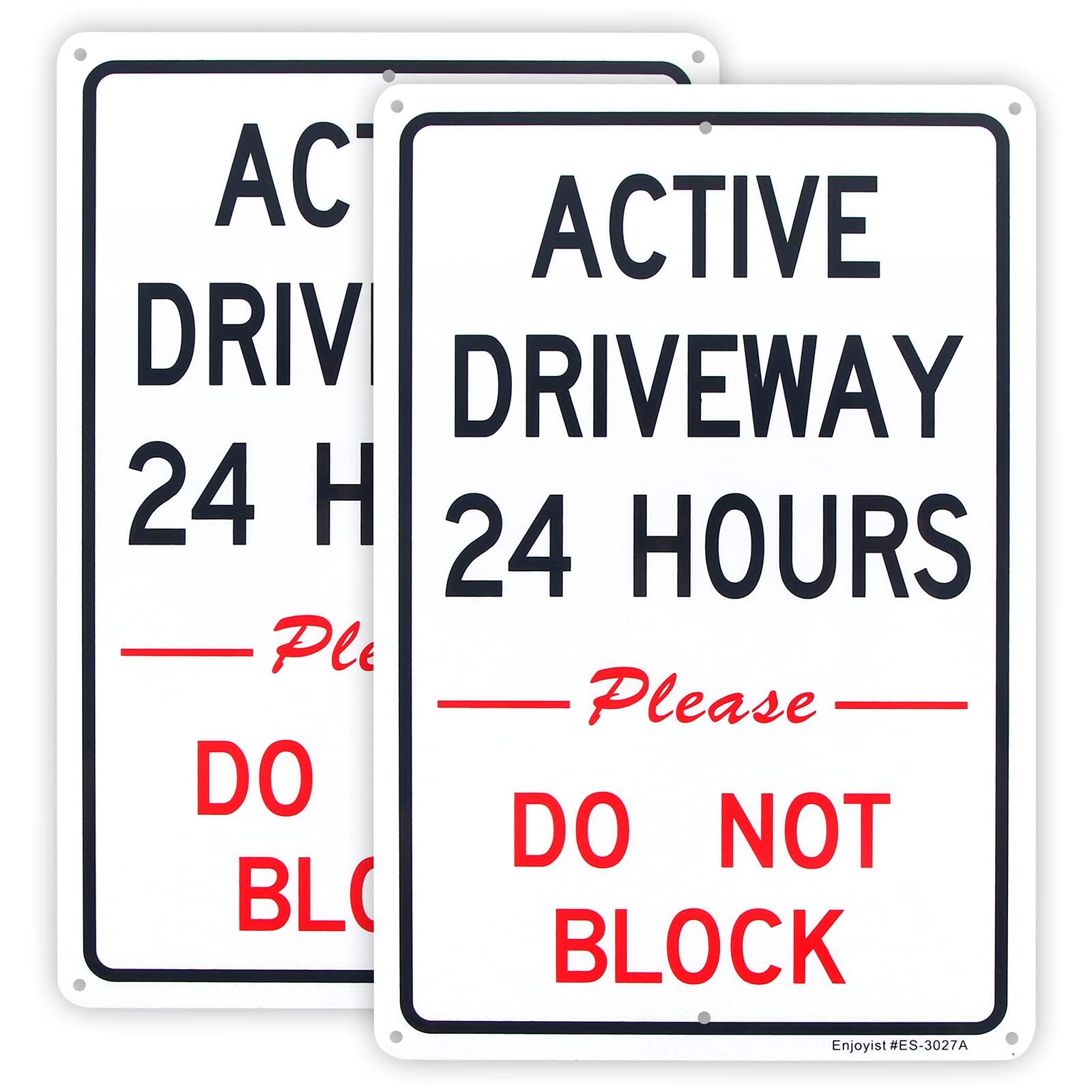 2-Pack Active Driveway Signs 12×8 inch Reflective Do Not Block Aluminum