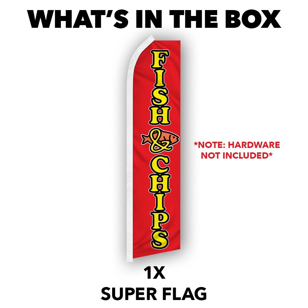 Fish & Chips Advertising Swooper Feather Flutter Flag Concessions Food