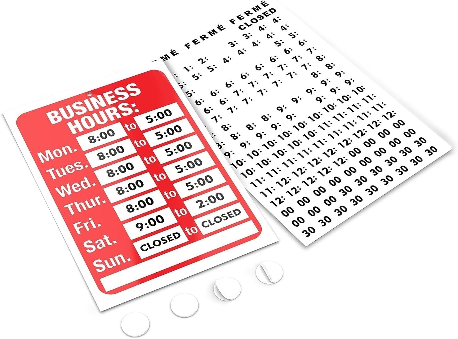 PVC Business Hours Sign for Glass Door – Customizable Display, 11.7 x 7.7 Inch