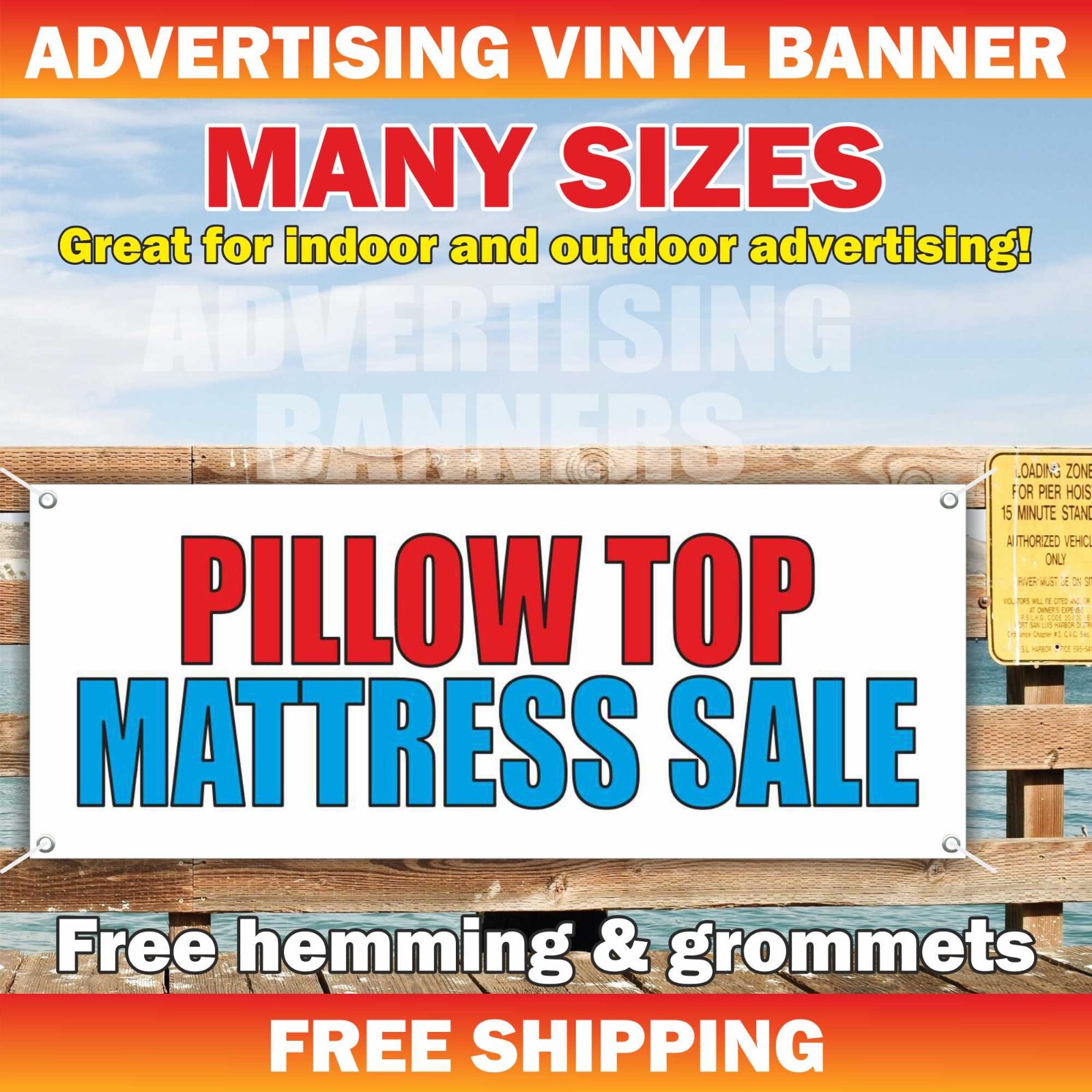 PILLOW TOP MATTRESS SALE Advertising Banner Vinyl Mesh Sign sheet set shop store
