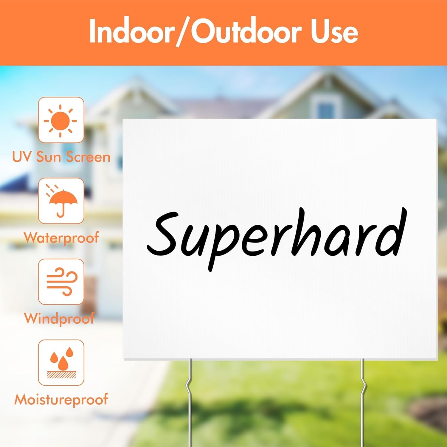 Customizable Blank Yard Signs 3 Pack, Durable Plastic Outdoor Boards w/ Stakes