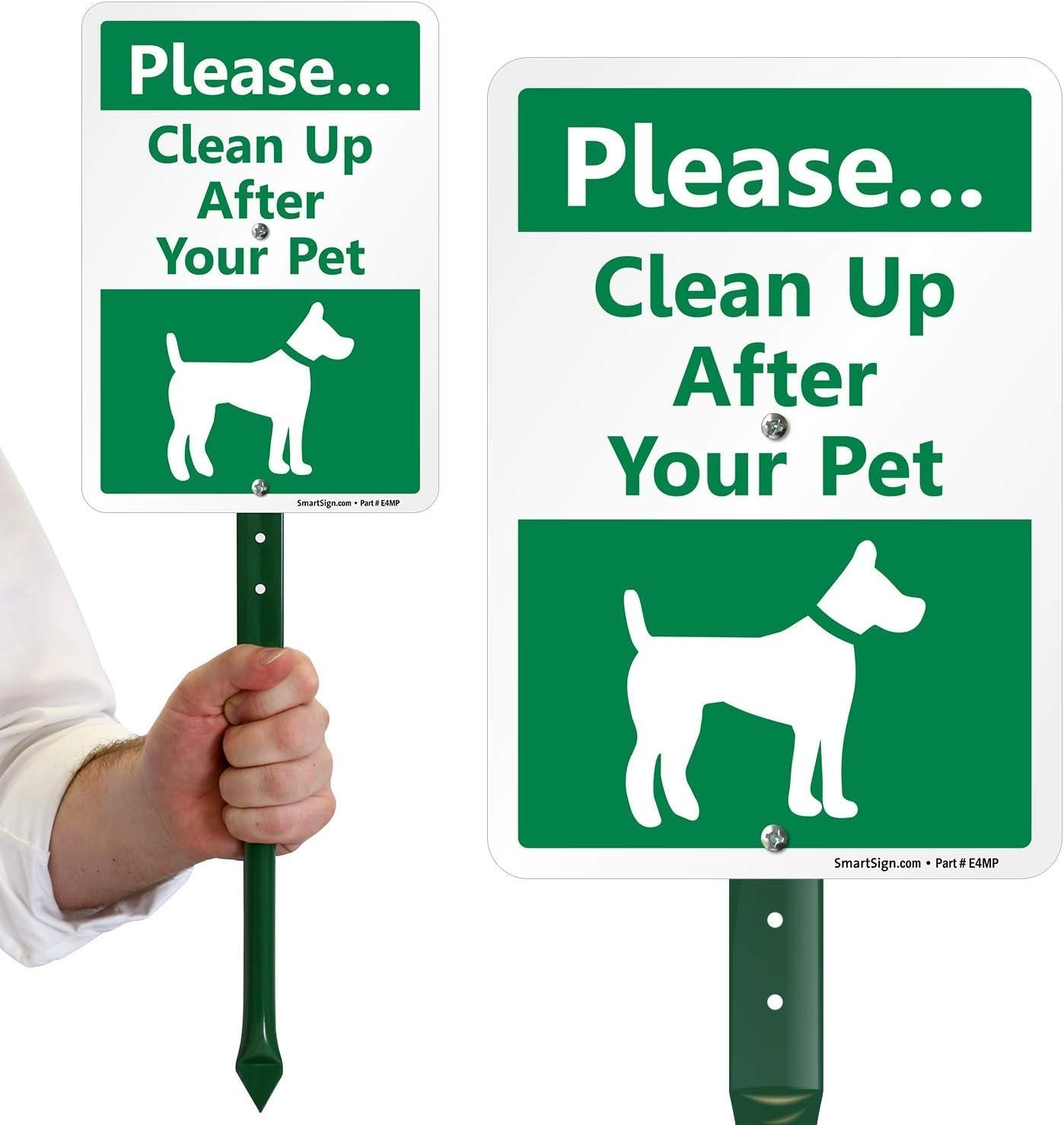 Weather-Proof 10 x 7 Inch Dog Poop Reminder Sign with 18-Inch Stake Included