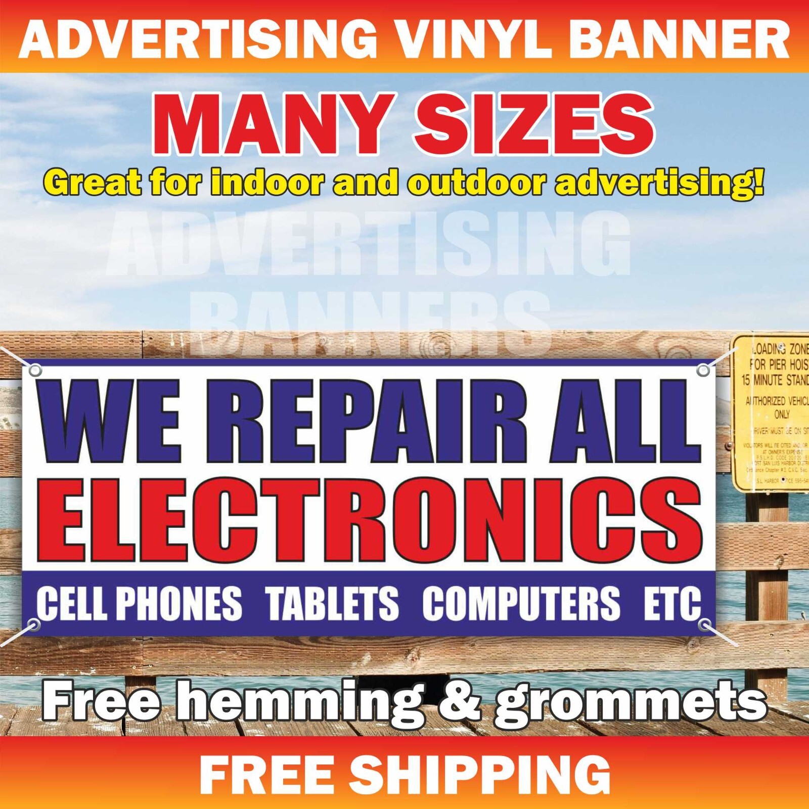 WE REPAIR ALL ELECTRONICS Banner Vinyl Sign cell phones tablet computers service