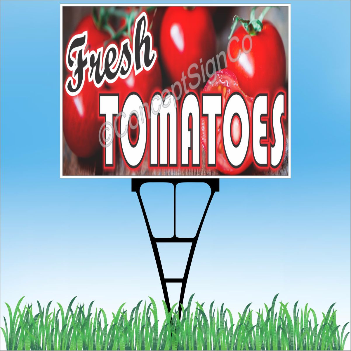 18″x24″ FRESH TOMATOES Outdoor Yard Sign & Stake Sidewalk Lawn Market Farm Stand