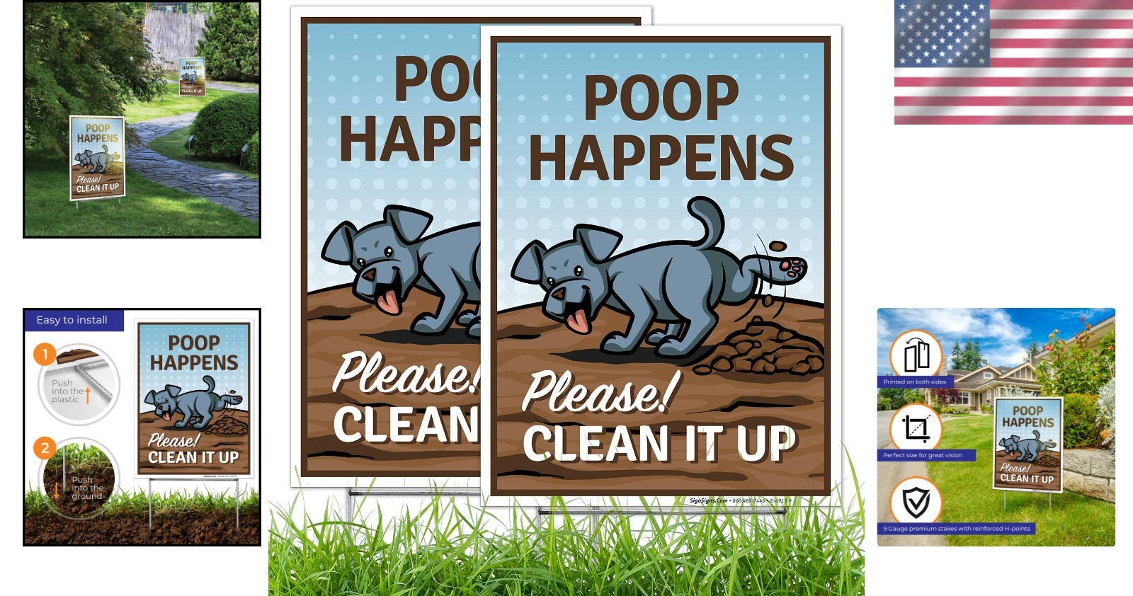 Corrugated Plastic Pet Reminder Sign, 2 Pack