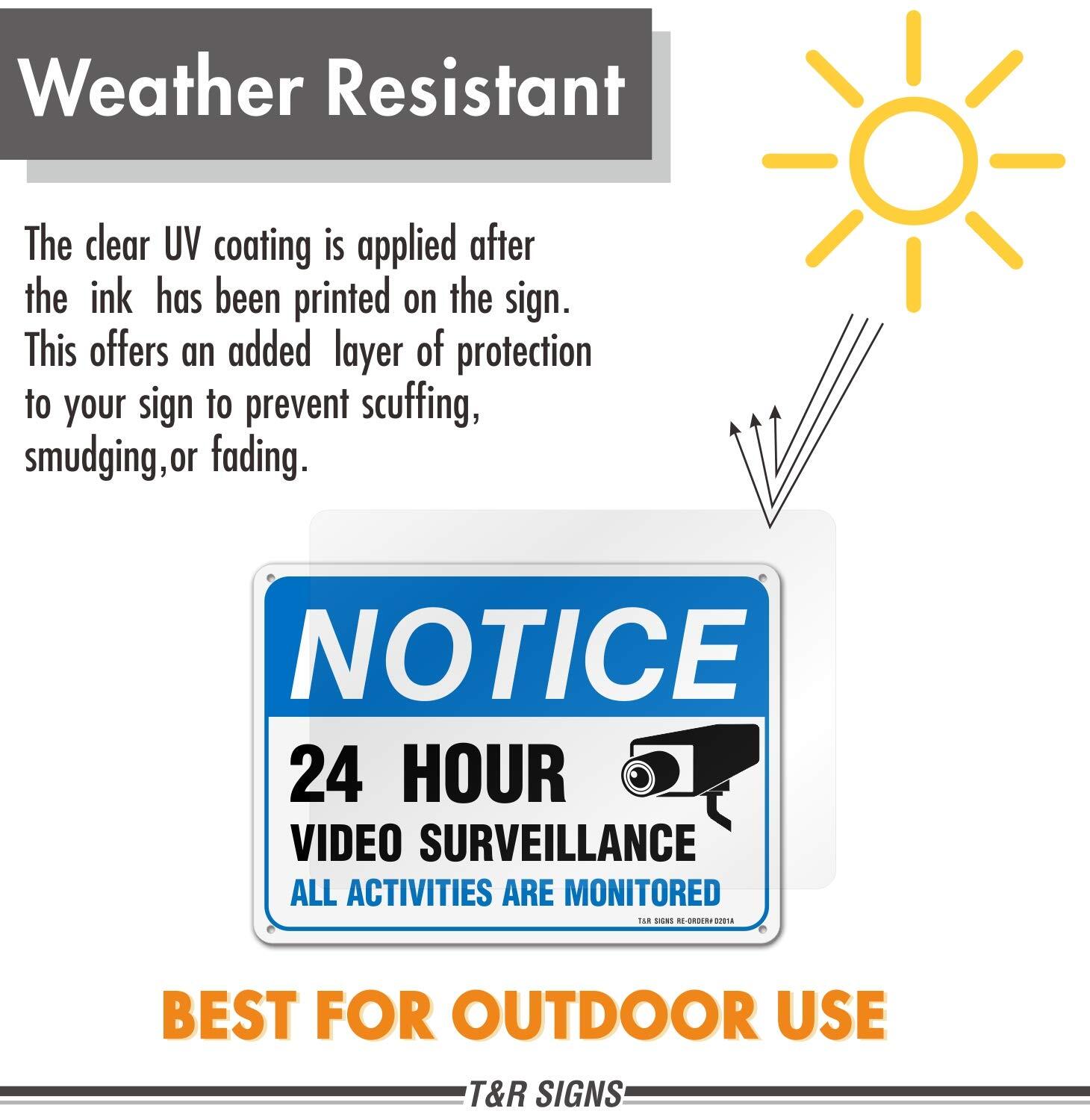 2 Pack Reflective Warning Sign 24 Hour Video Surveillance Sign