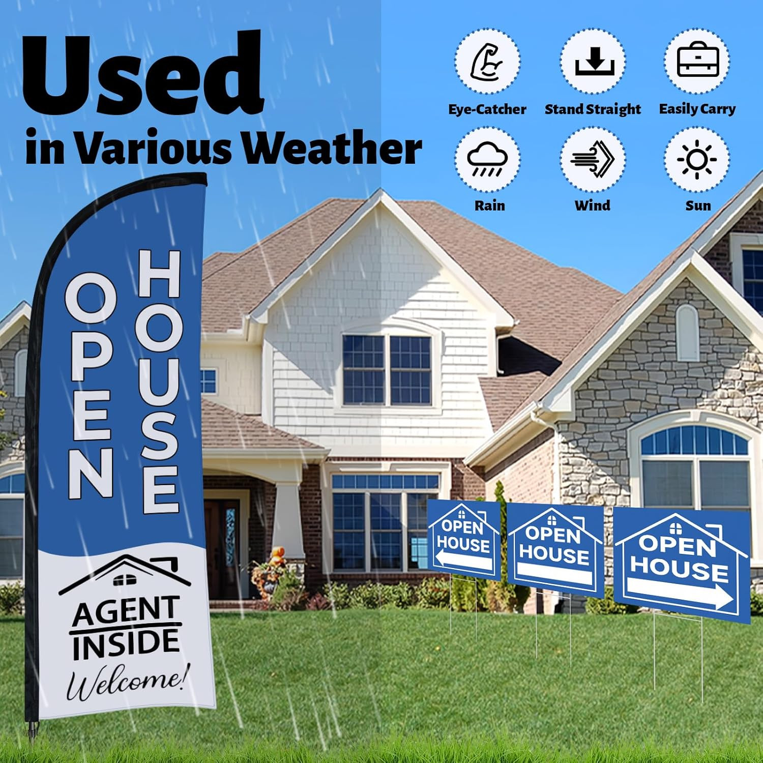 44 Pcs Open House Signs for Real Estate Agent Supplies, Double Sided Open House