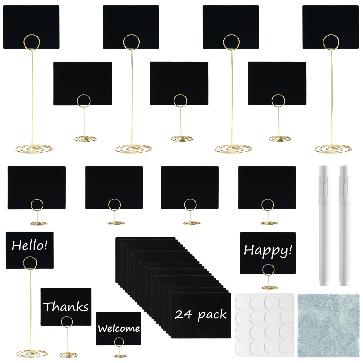 24 Packs Mini Chalkboard Signs with Table Number Holders, 4×3 Inch Small Chal…
