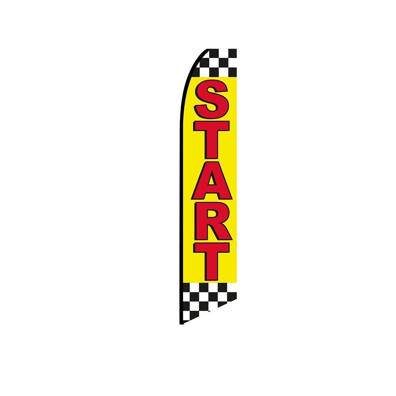 Start Yellow Swooper Flutter Feather Flag | 3ft W x 11.5ft Tall