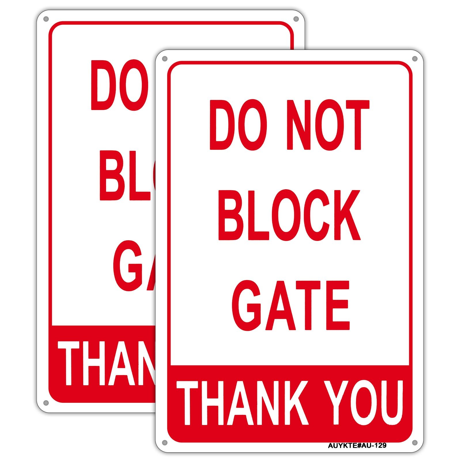 2 Pack 12×8 Do Not Block Gate Sign, .40 Rust Free Aluminum, Reflective