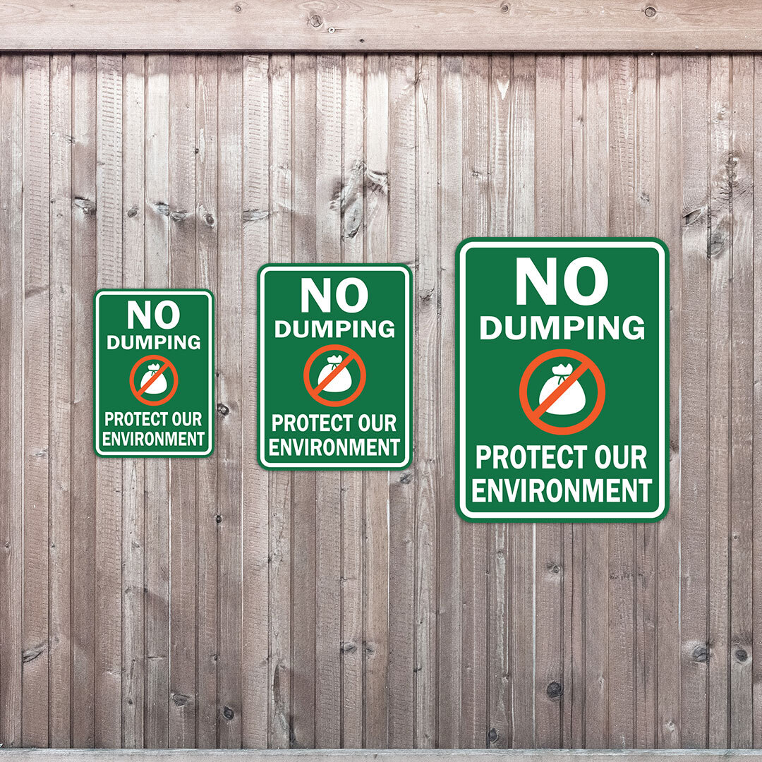 Portrait Round Plus No Dumping Protect Our Environment Wall or Door Sign