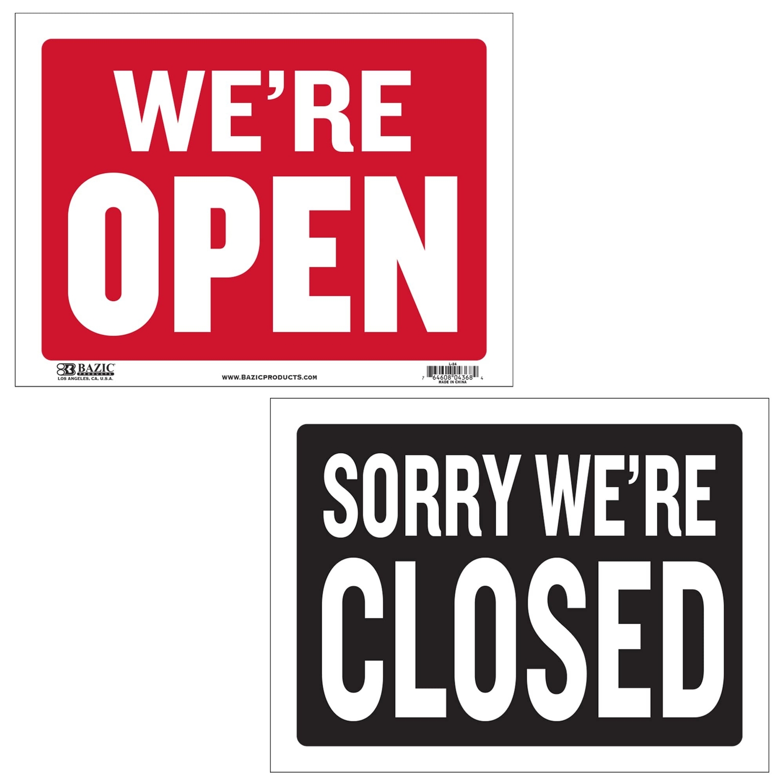 BAZIC Open & Closed Sign 12″x16″, Double Sides Plastic Vinyl Signs, Business …