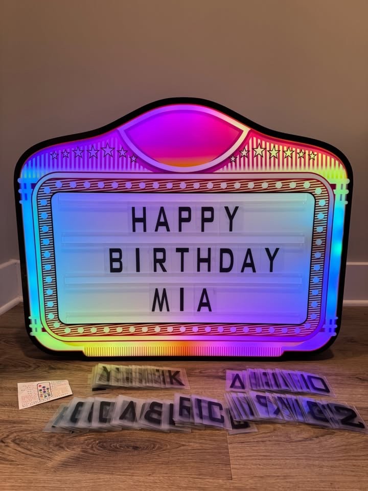 LED Bottle Service Sign with Color Lights and Letter/Number Kit for Events