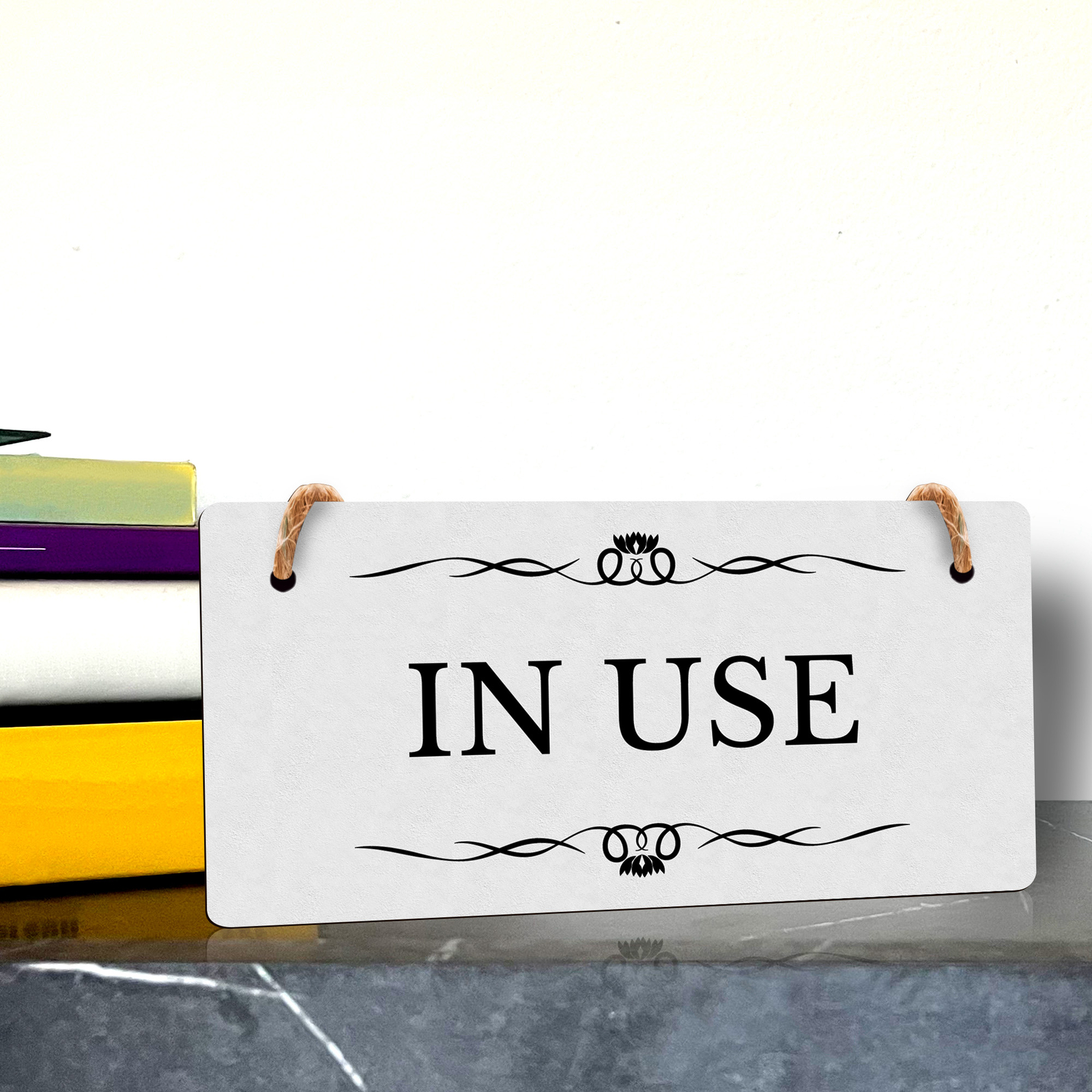 In Use 5″ x 10″ Hanging Wall or Door Sign | Rustic Twine | Stylish Business