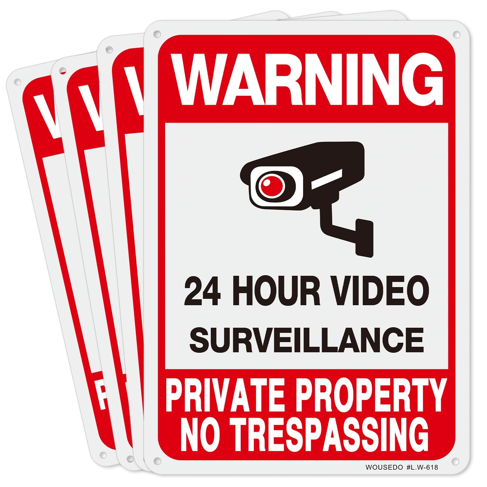 4-Pack Private Property No Trespassing Sign,Video Surveillance Signs Outdoor
