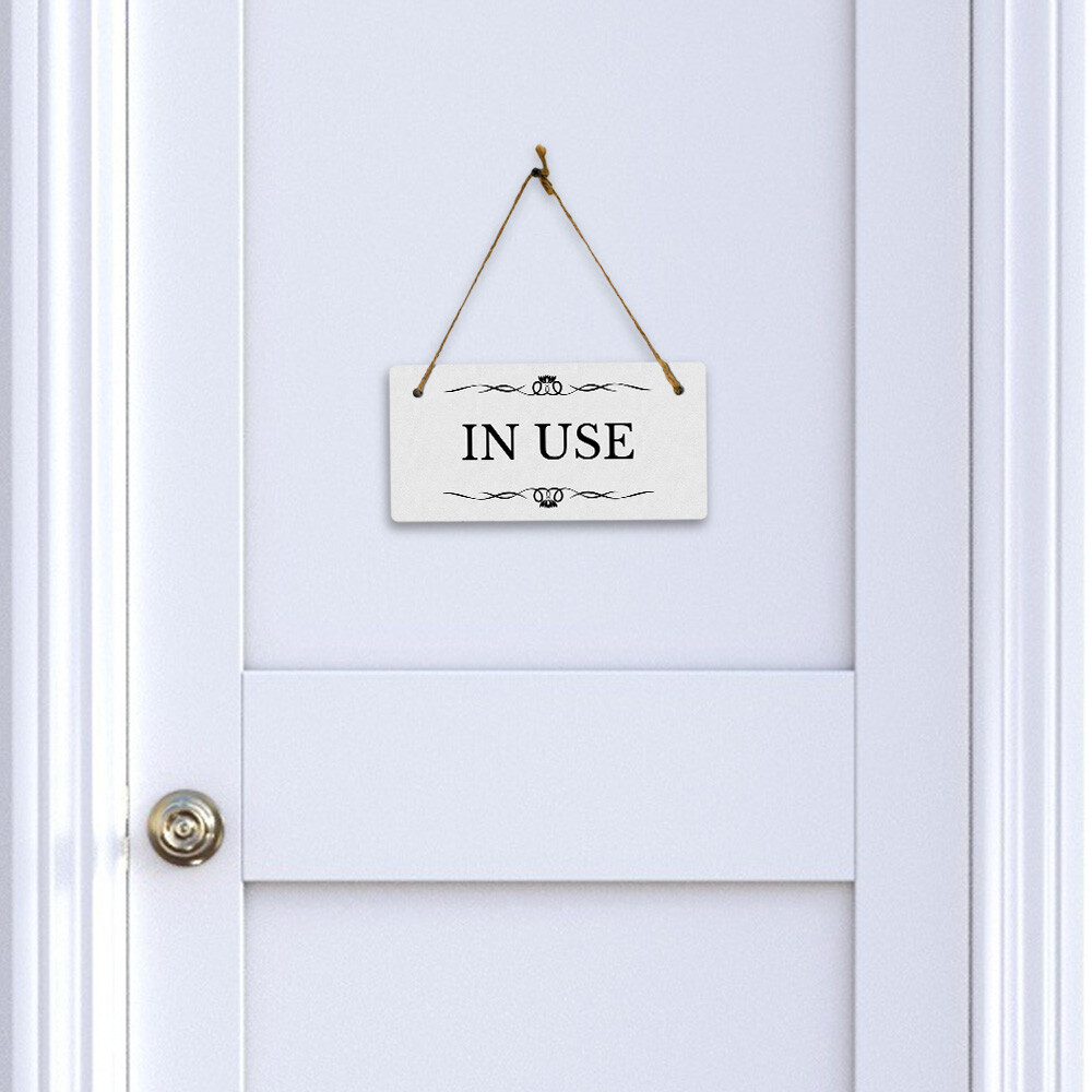 In Use 5″ x 10″ Hanging Wall or Door Sign | Rustic Twine | Stylish Business