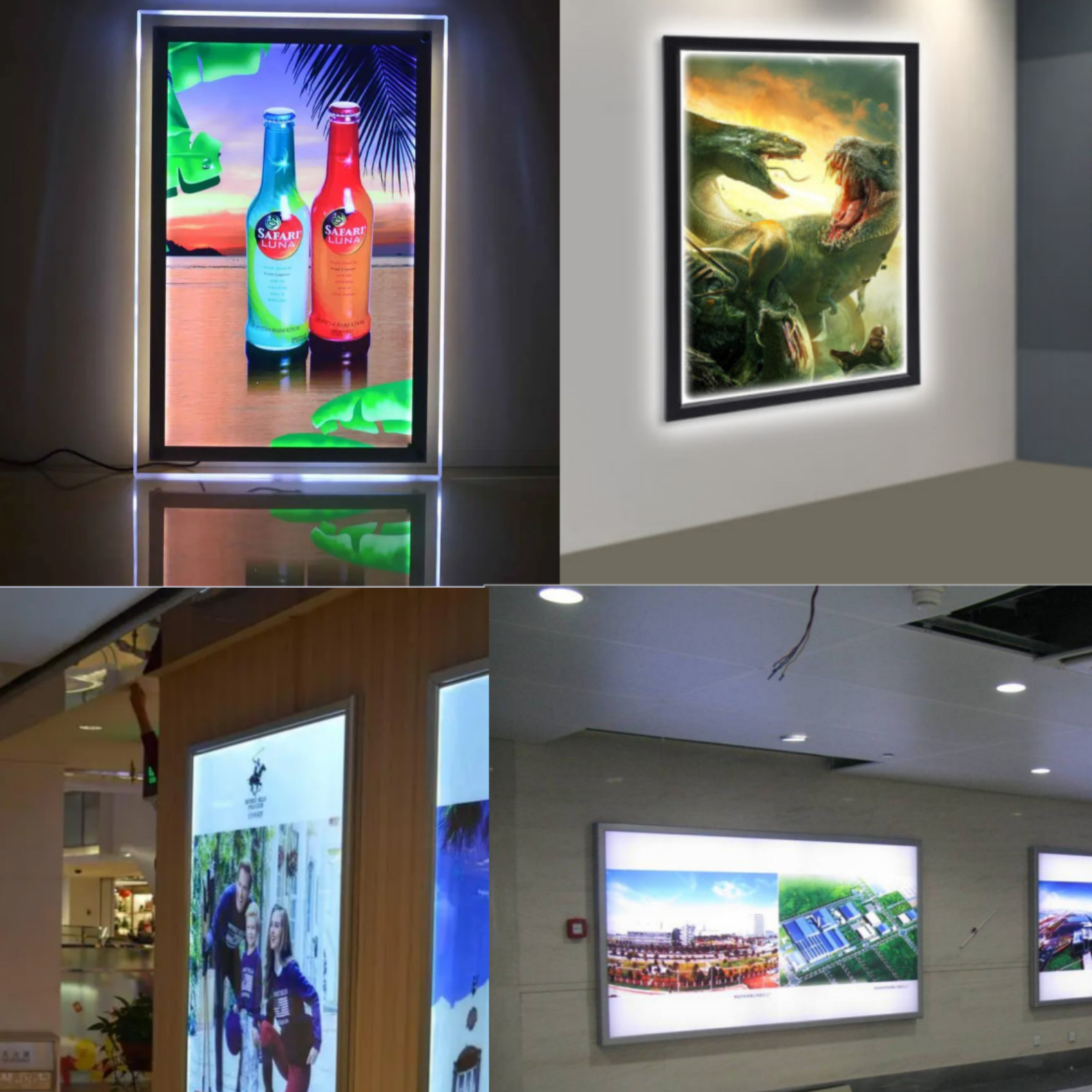 20W 110V LED Movie Poster Display Frame Rectangular LED Light Box 23.6″*35.8″