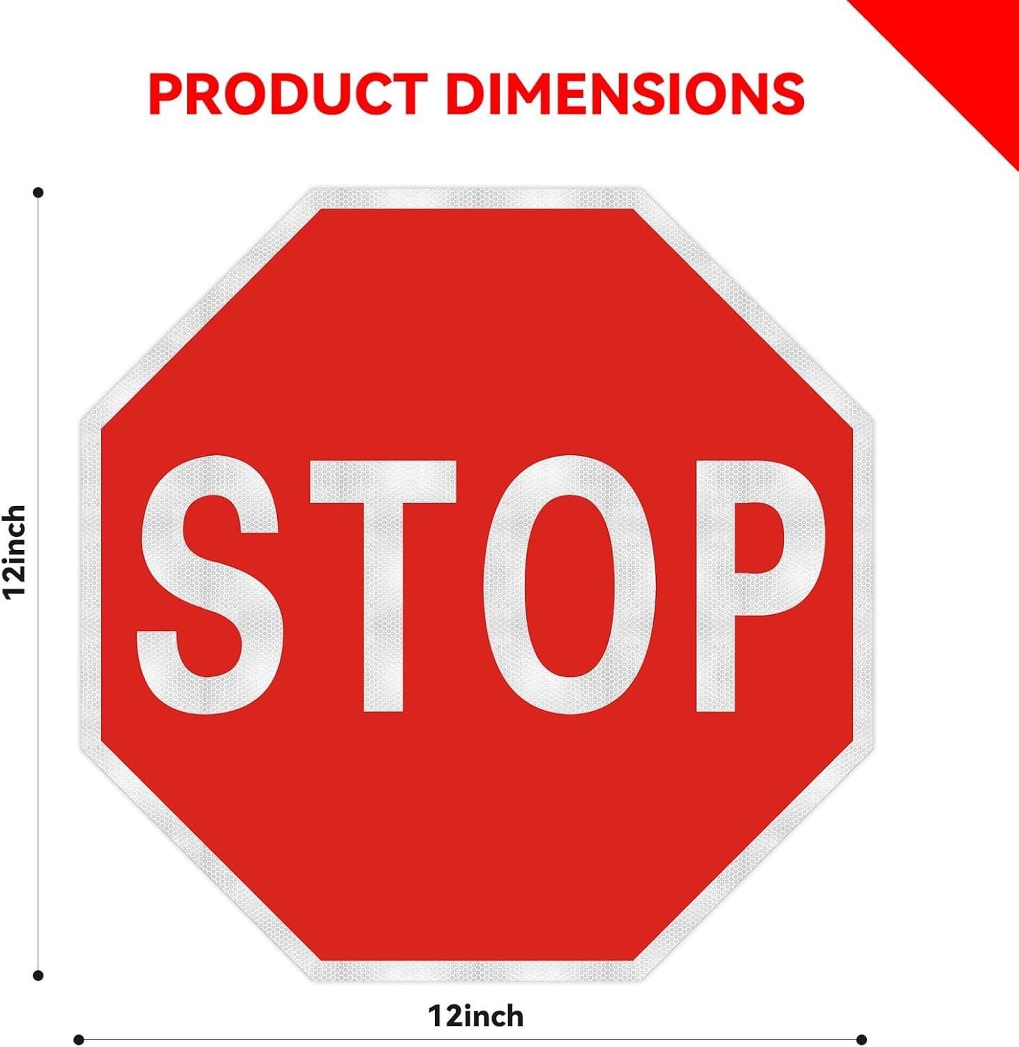 12×12 Stop Sign Octagon Aluminum Reflective Metal Traffic Sign Rustproof