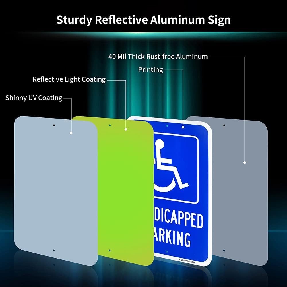 4 Pack Handicap Parking Signs 18×12 Aluminum Reflective Weatherproof UV Safe