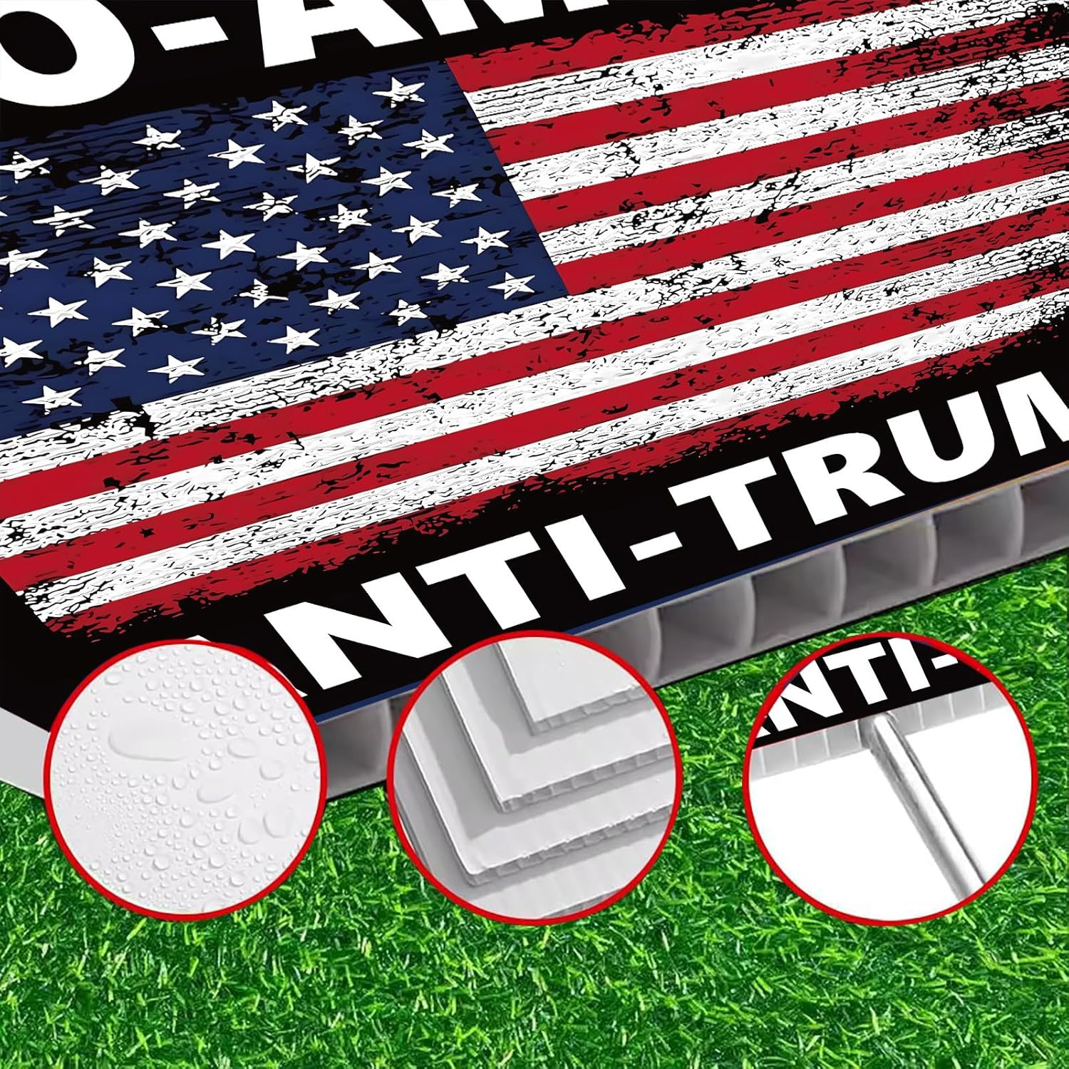 Pro America anti Trump Yard Sign Double Sided Corrugated Plastic Outdoor Lawn…
