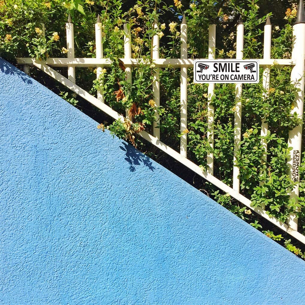New Smile You’Re on Camera Sign (2 Pack) Video Surveillance Sign Metal 10 X 3.5