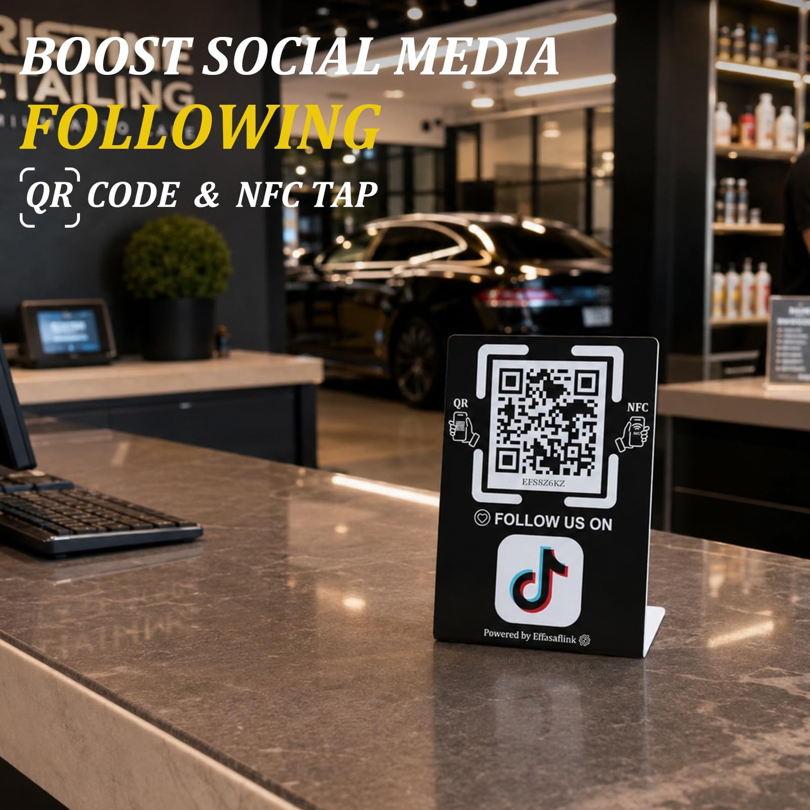 Effasaflink Social Media Stand Nfc Qr Code Sign – Easy And Access To Social