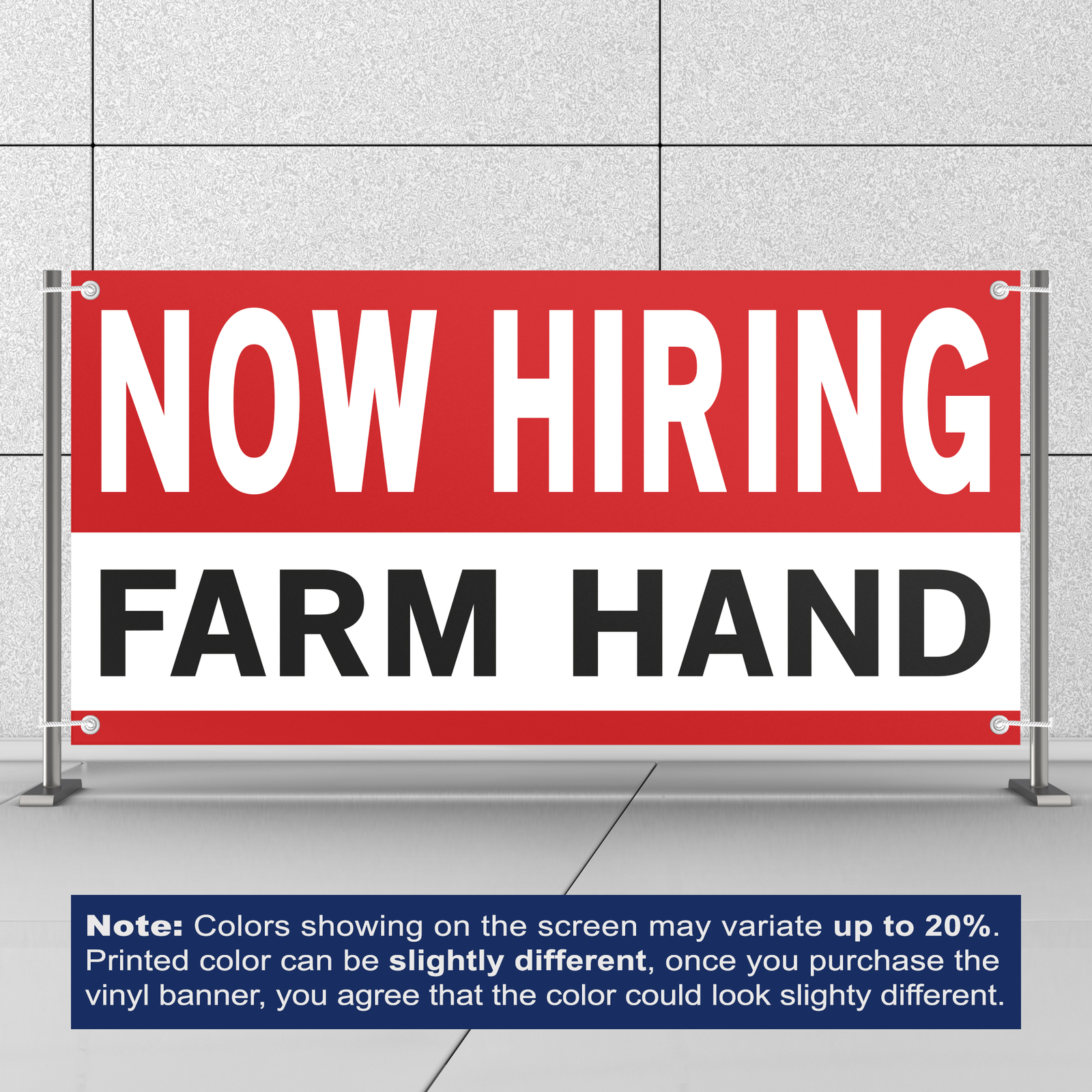 Now Hiring Farm Hand 13 oz Heavy Duty Vinyl Banner Roustabout Jobs Available