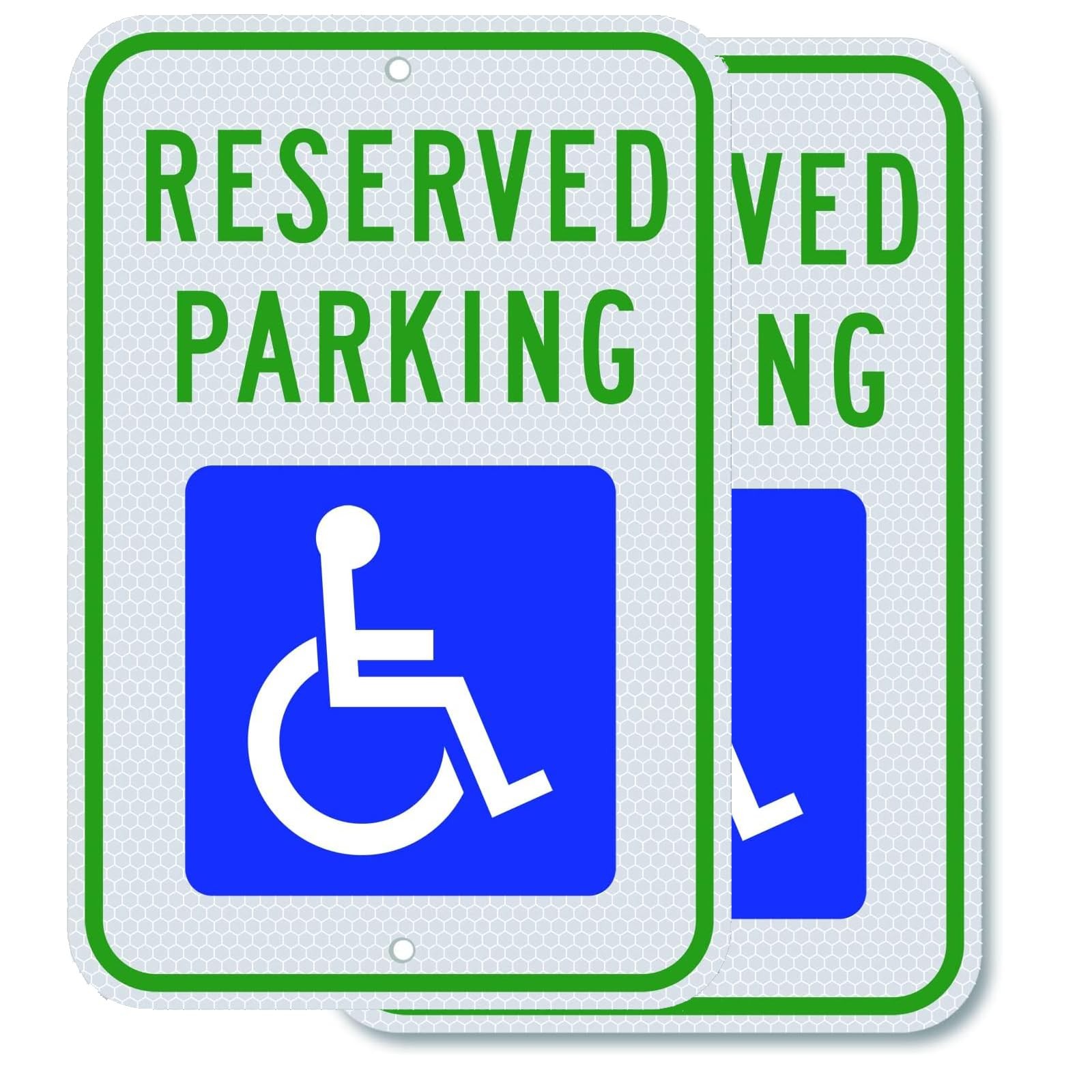 2 PCS Aluminum Handicap Parking Sign 18×12 Inch ADA Accessible Reflective Blue