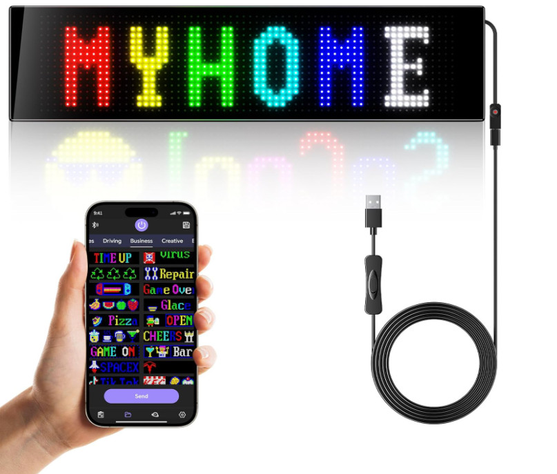 Letrero LED programable flexible con desplazamiento y control Bluetooth