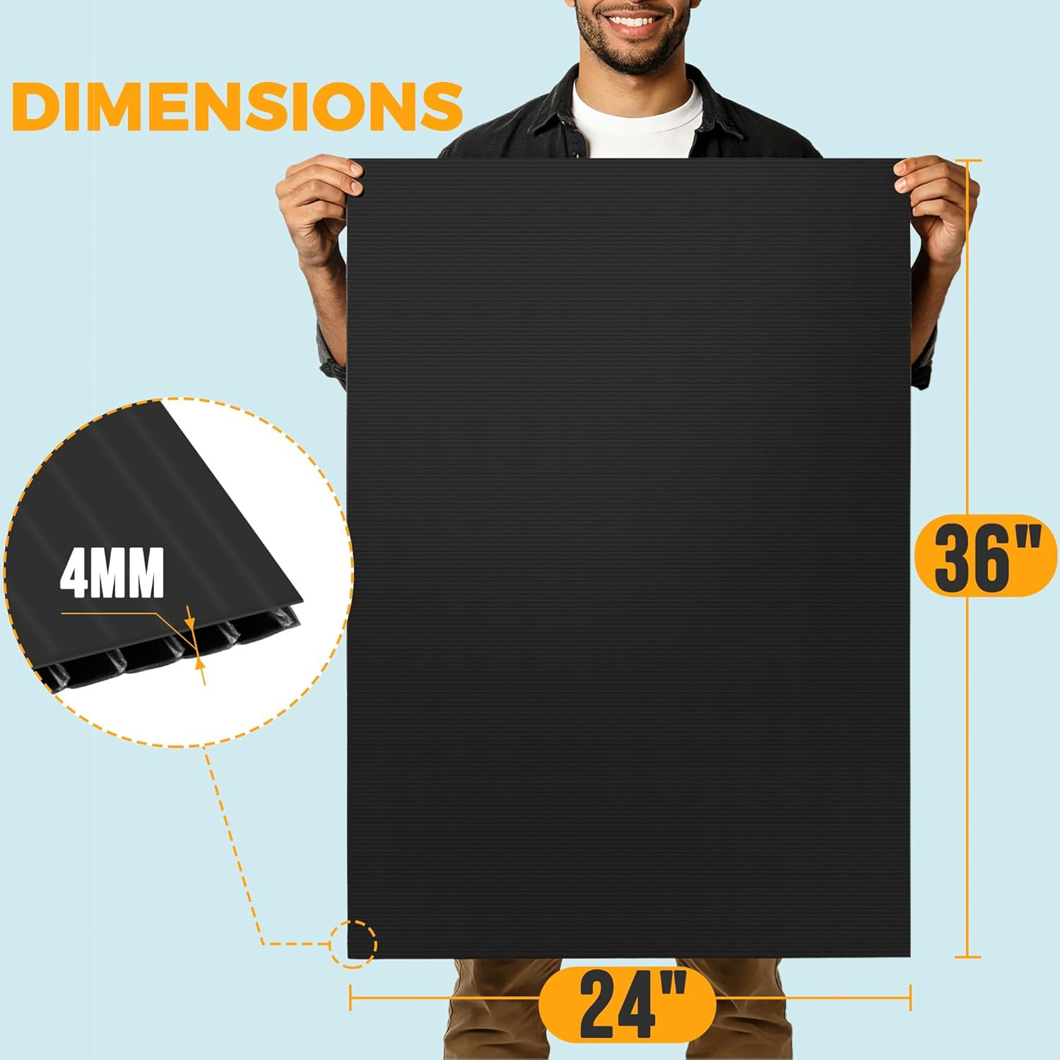 10-Pack Poster Board 24X36 Corrugated Plastic Sheets – 4Mm, Extra Large Waterpro
