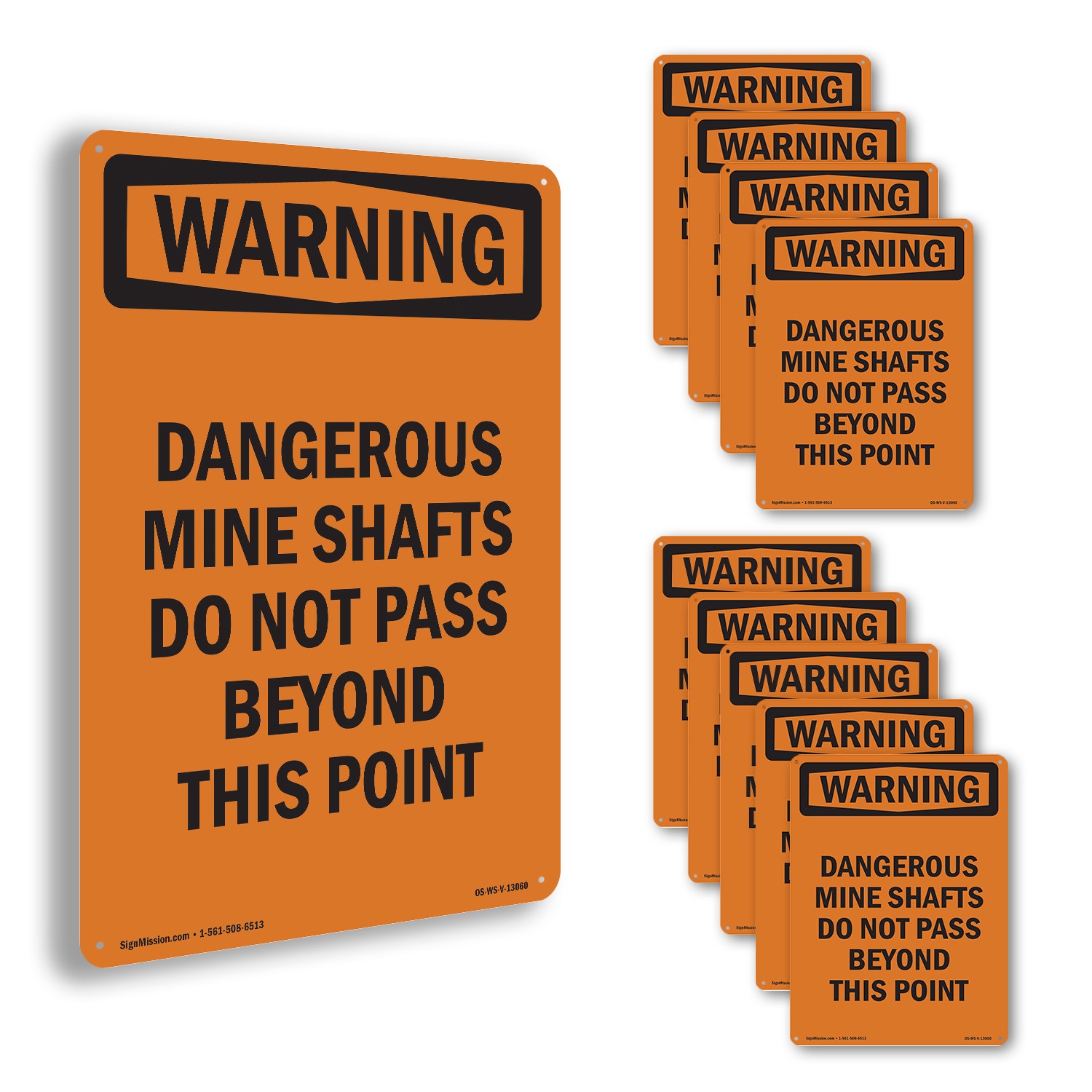 Dangerous Mine Shafts Do Not Pass OSHA WARNING Sign Metal, Decal – 5 or 10 Pack