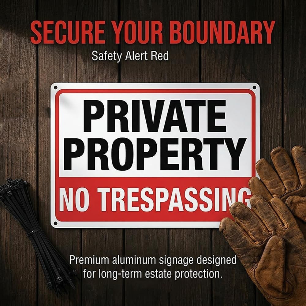 4Pack No Trespassing Signs Private Property Metal Sign 10 x 7 In Aluminum